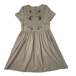 Piper & Scoot Dress Women's M Embroidered Floral Cotton Cottagecore Fit & Flare